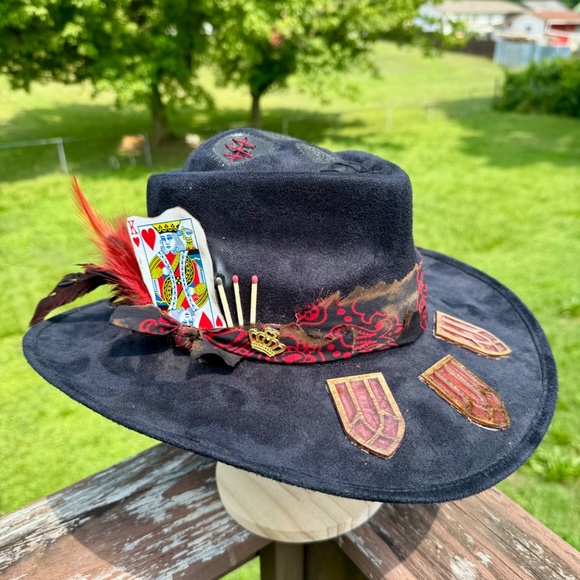 Skull Shaped Suede Halo Hat with Hand Made Stained Glass Windows - Picture 3 of 6